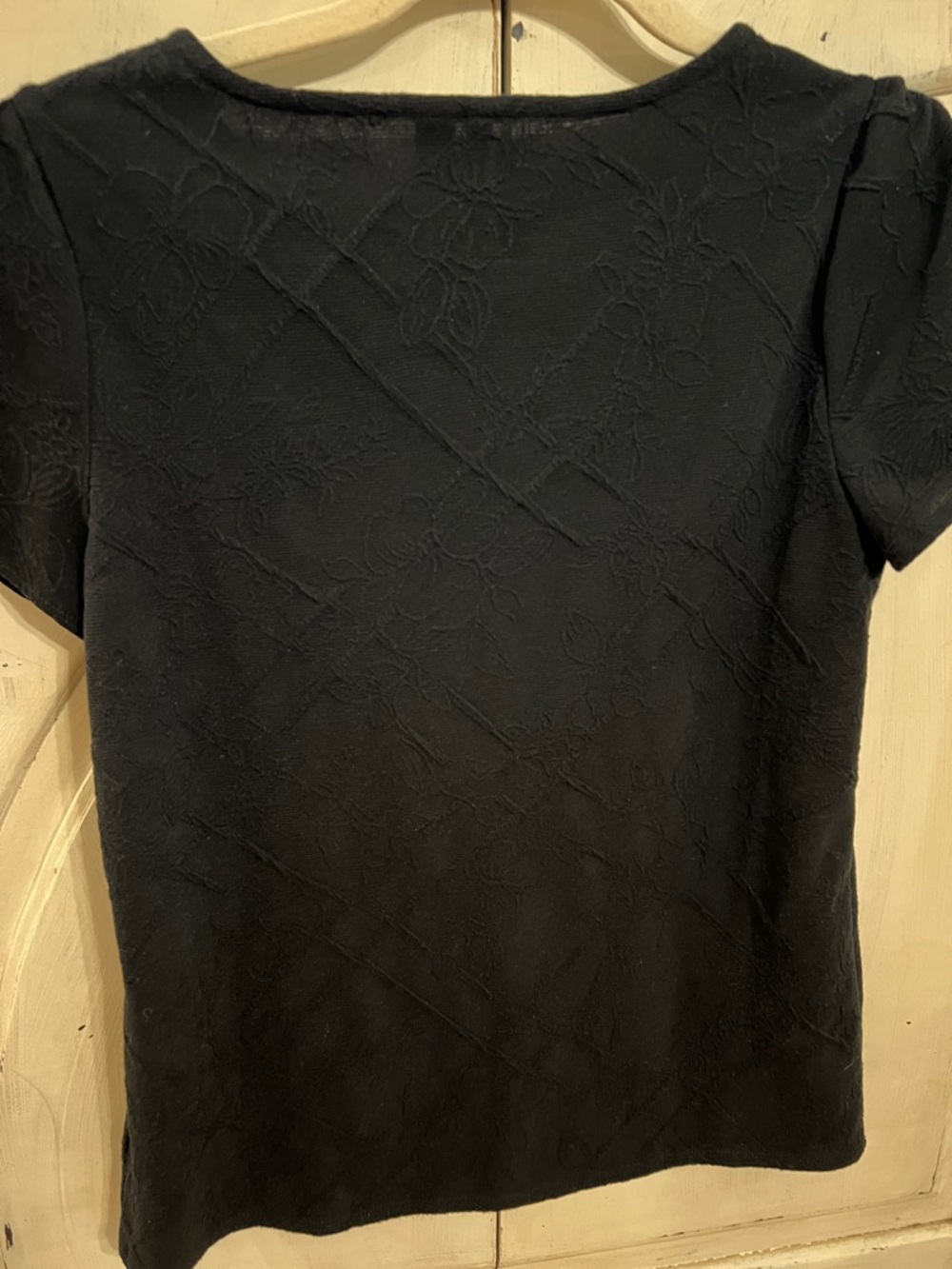 Elle Black Textured Puff Sleeve Top Small Dressy Blouse - Picture 8 of 11